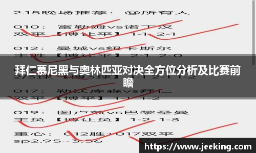 拜仁慕尼黑与奥林匹亚对决全方位分析及比赛前瞻